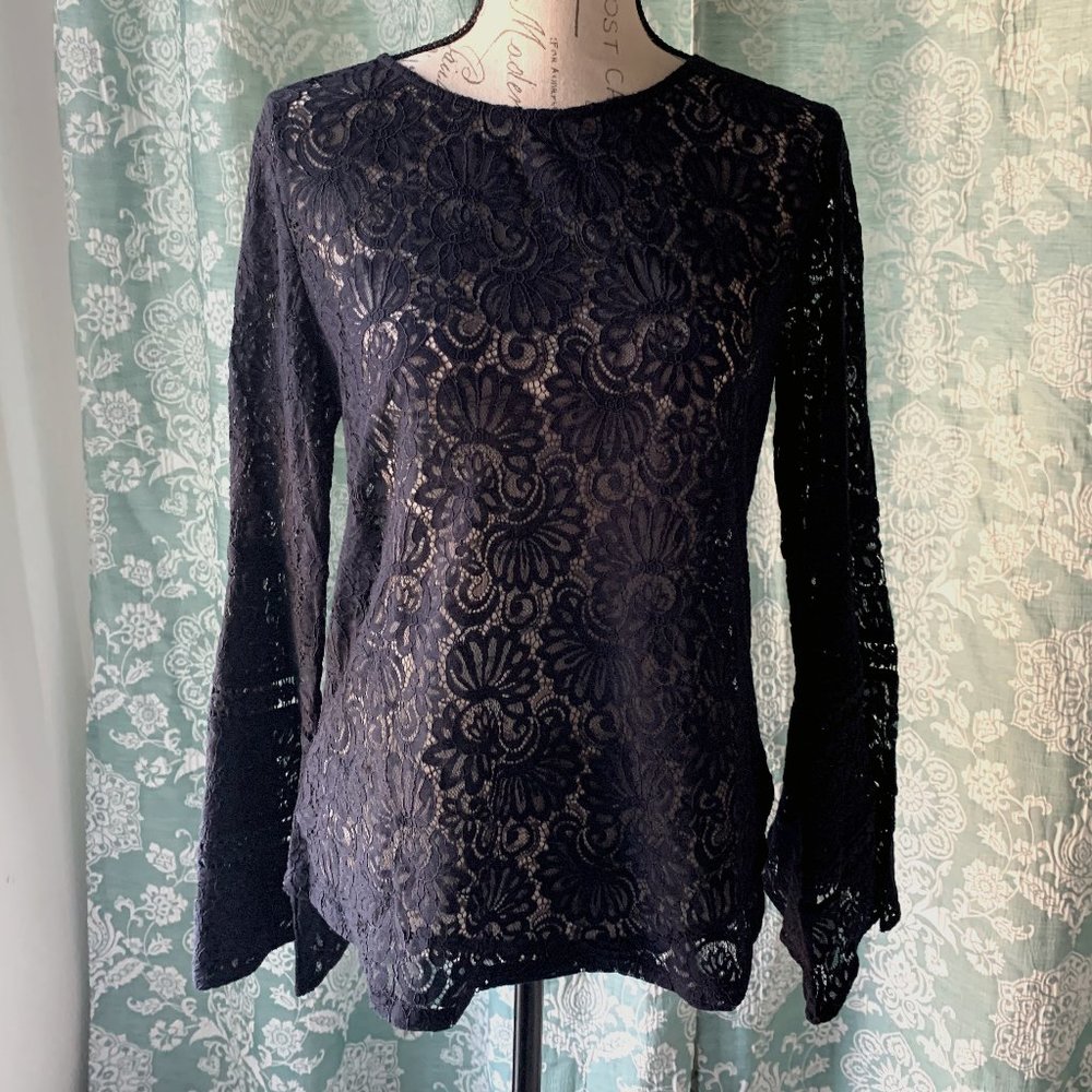 LOFT Lace Top with Bell Sleeves